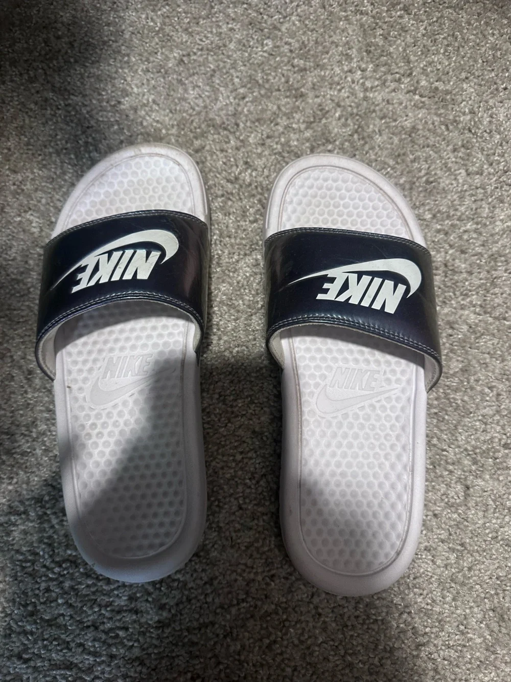 Nike Black Strap White Footbed Slide Sandals